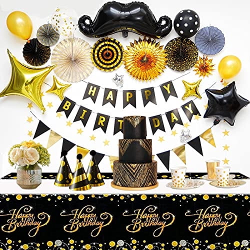 Suministros para Fiesta Chooling Paño de Mesa Negro y Dorado 52'X 90 ...
