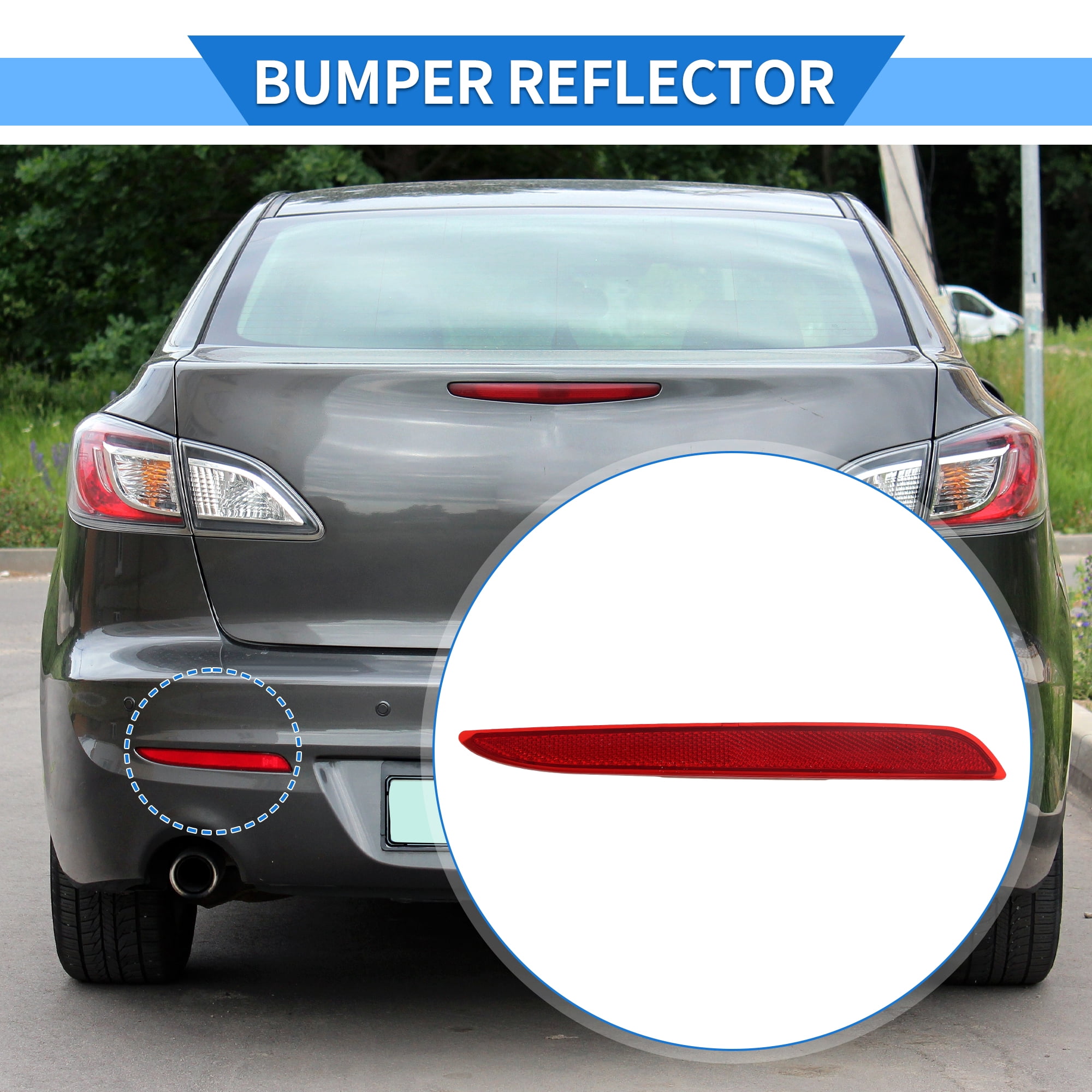 Unique Bargains Bumper Reflector for MAZDA 3 BL 2010-2013 BBP2515M0A ABS Plastic Red