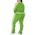 thumbnail image 4 of Haite Women Plus Size 2 Piece Tracksuit Crewneck Ladies Oversized Long Sleeve Jogging Set Tops Long Sweatpants Outfits Lounge Sets Light Green XXXL, 4 of 5