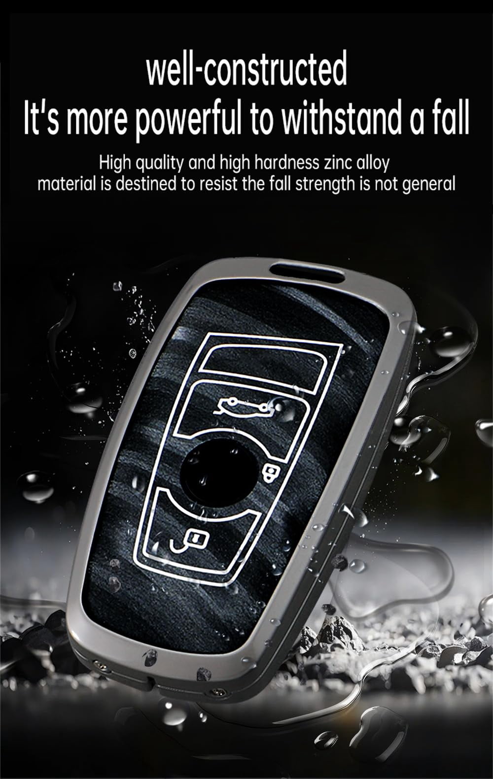3 Button Key Fob Cover Compatible with BMW 1 3 4 5 6 7Series X3 X4 X5 X6 M5 M6 3GT 5GT Accessories Metal Brushing Process Leather Smart Key Case-Brushing Black（A Type 3 Button