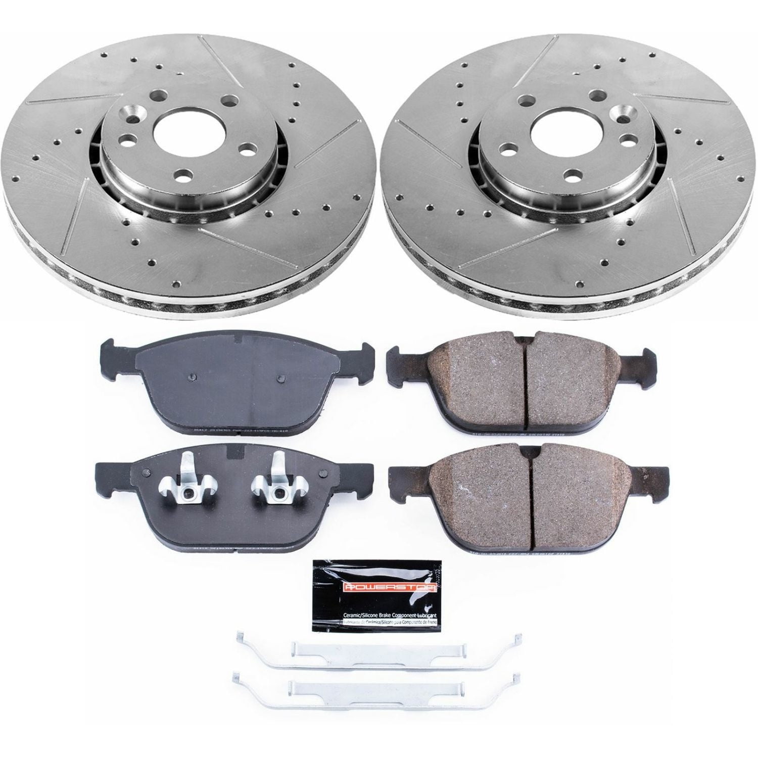 PowerStop Front Z23 Evolution Sport Carbon-Fiber Ceramic Brake Pad and Drilled & Slotted Rotor Kit Fits: VOLVO Select Models K5702