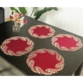 thumbnail image 5 of Gold Lace Burgundy Doilies Set of 4 - Round Placemats European Embroidery for Fall Autumn Thanksgiving Season Dining Table Home Decor Wedding - 15 inches - The Anyce Collection, 5 of 7