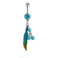 thumbnail image 2 of jiaroswwei Colorful Leaf Beads Belly Ring Button Navel Bar Barbell Body Piercing Jewelry, 2 of 7