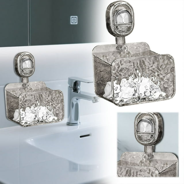Suction Cup Bathroom Organizer Shelf with Holes for Shower Countertop and Vanity Storage