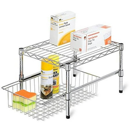Honey Can Do Steel Under Cabinet Organizer with Pull out Tray, Chrome