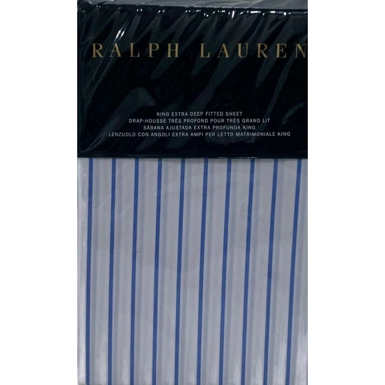 Hot NEW Ralph Lauren Prescot Stripe King Flat Sheet ~ Blue and White Stripe $215