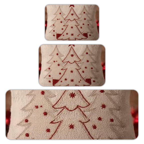 RKSupls Kitchen Rug Set 3 Piece Anti-Slip Flannel Floor Mats, Christmas Tree Washable Absorbent Runner Mats for Kitchen Bathroom Home Decor