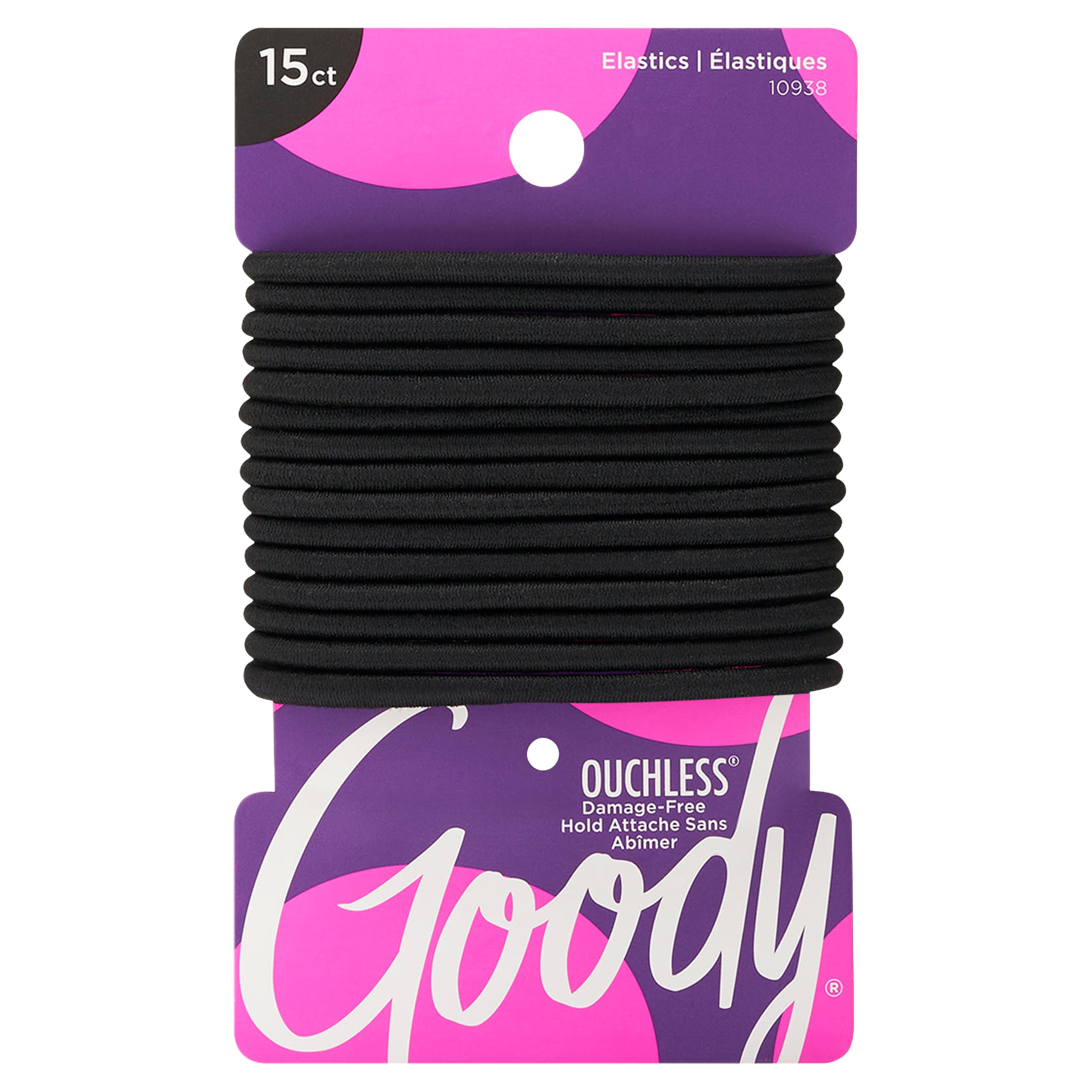 GOODY OUCHLESS No Metal Hair Ties Elastics Pony Tail 21 Count Black