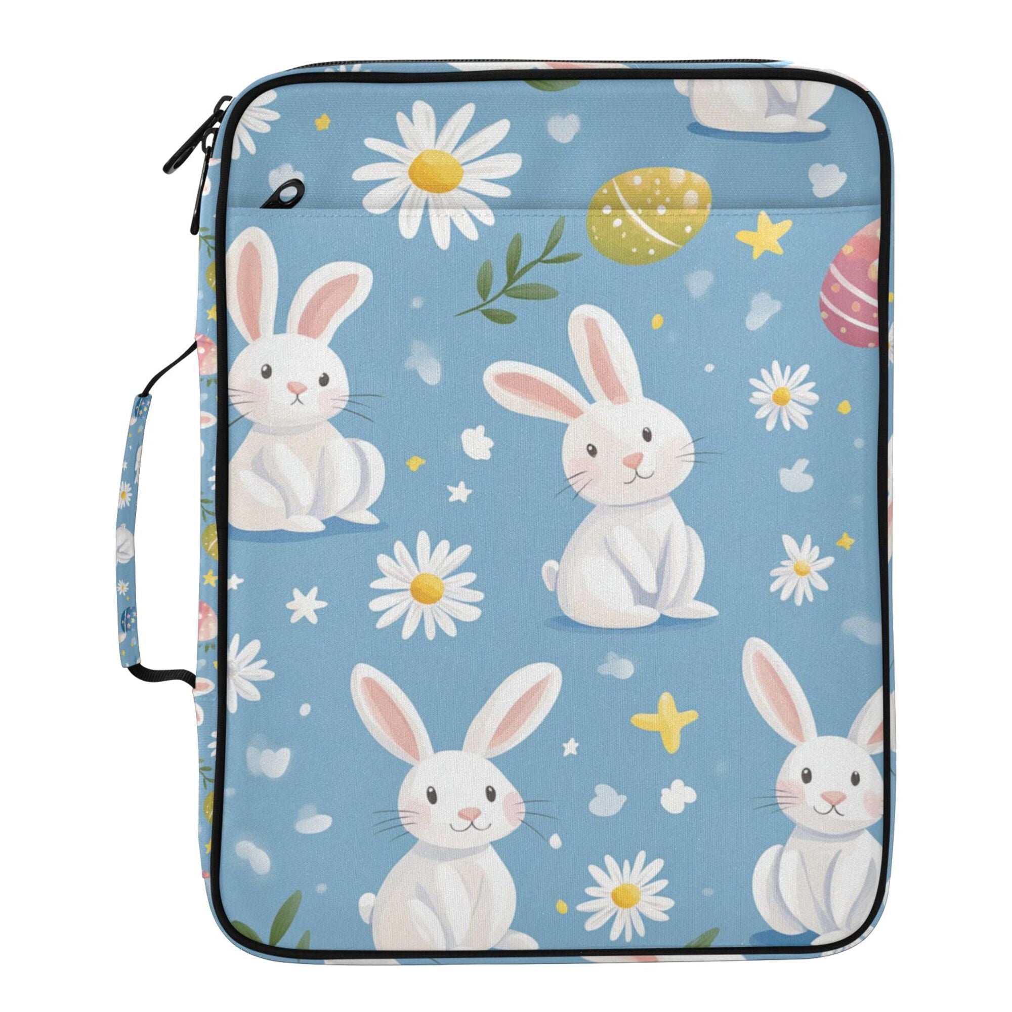 FORMRS Accordion File Folder A4 Size 7-Pocket Expanding Document Organizer Bag with 3 Ring Binder, Cartoon Easter Bunnies