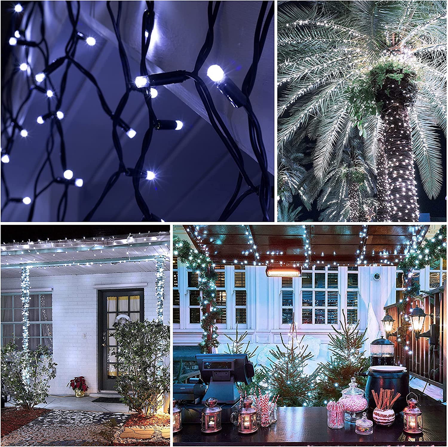2Pack Solar String Lights 50 LED 23ft 8 Modes Outdoor Lighting Waterproof Christmas Fairy Lights for Xmas Tree Garden Homes Ambiance Wedding Lawn Party Decor, White