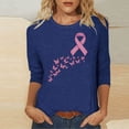 thumbnail image 2 of Hurxie Breast Cancer Shirt Women Breast Cancer Awareness Pink Ribbon T-Shirt Cancer Survivor V-Neck Tops Navy,S, 2 of 5