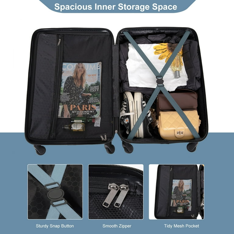 Homeika 3 Piece Luggage Sets Hardside Suitcase Set with TSA Lock Multi Size Hardside Luggage with Spinner Wheels for Travel Trips Business Gray 20 24 28 Walmart