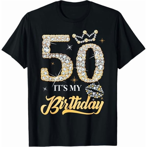 It's My 50th Birthday Diamond Shoes 50 Years Old Women Funy Gifts T-Shirt Crew Neck Short Sleeve Tees