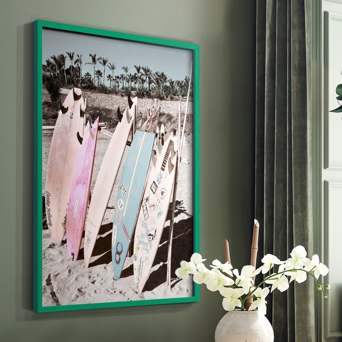 Wave Ready Framed Print in Green Solid Wood 8 x 10 Framed Print