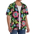 thumbnail image 4 of Sigee Vector Mexican Otomi Style Bright Print Men's Shirts Casual Button Down Short Sleeve Summer Beach Shirt Hawaiian Vacation Shirts Tee Shirt-Small, 4 of 7