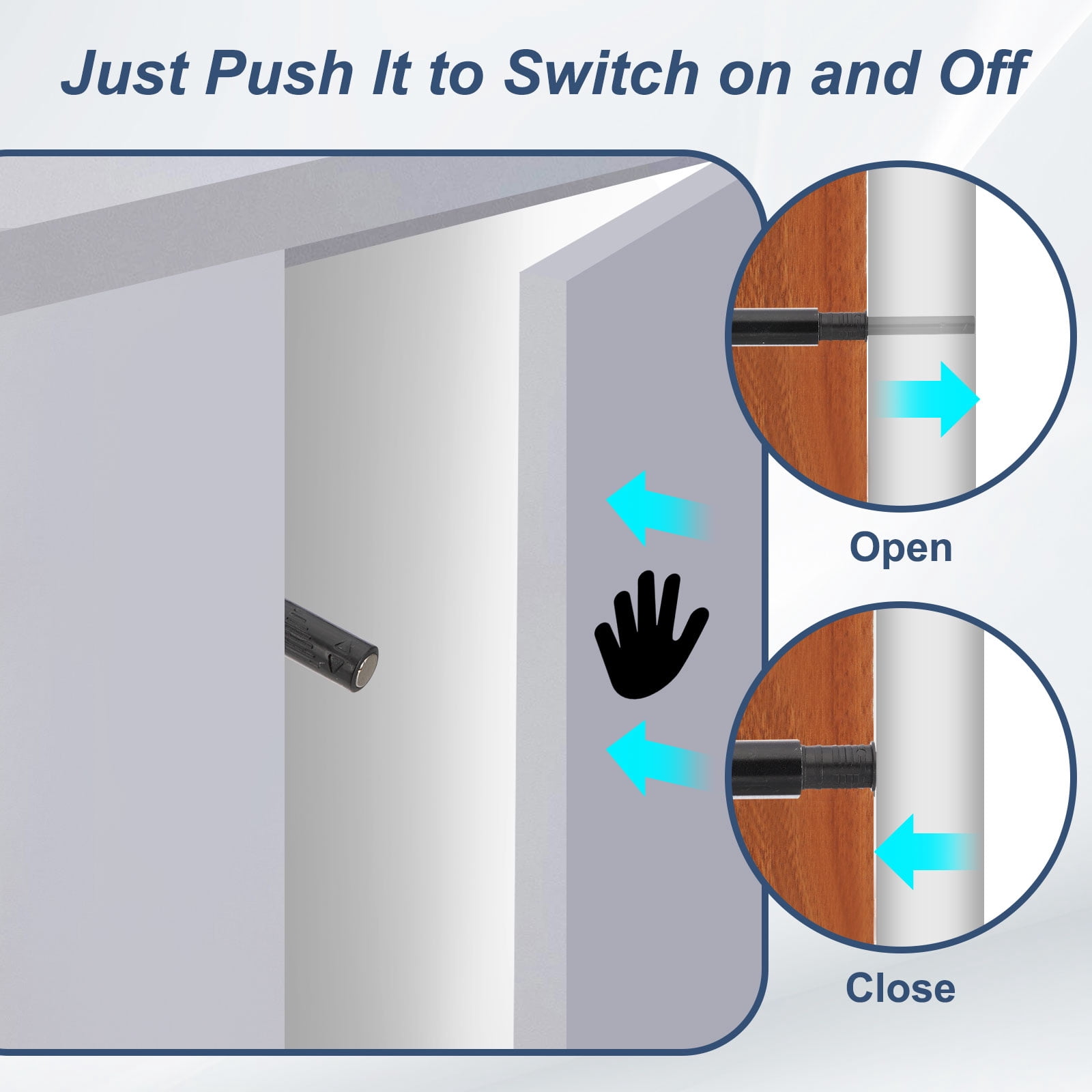 Uxcell Magnetic Push Latch, Double Push to Open Door Latch Hidden Push Touch Latch Closet Tip On Close Black 8 Pcs