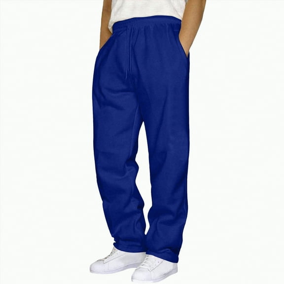 TOWED22 Mens Sweatpants Casual Open Bottom Sweat Pants for Men Drawstring Workout Pants with Pockets(Blue,XXL)