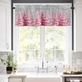 thumbnail image 5 of Pink Christmas Tree Valances for Windows Xmas Pine Tree Winter Snowflakes Grey Rod Pocket Curtain Valance Window Treatment Short Curtains for Kitchen Living Room, 58"x16", 5 of 5