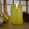 thumbnail image 3 of HGTV Home Collection Georgetown Real Motion Flameless Candle With Remote, Gold with Warm White LED Lights, Battery Powered, 11 in, 3 of 5