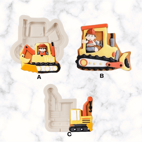 Bulldozer Fondant Molds Construction Site Silicone Mold