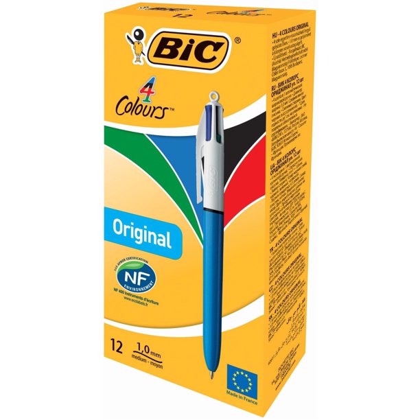 Bolígrafo retráctil original de 4 colores Pen BIC, paquete de 12