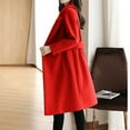thumbnail image 4 of Stichou Women's Elegant Notched Lapel Coat Mid-Length Thicken Warm Wool Blend Coats Casual Fall Winter Long Overcoat Red L, 4 of 5