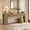 Brown, variant on Finmind 79-Inch Extra Long Console Table, Entryway Table with 2 Drawers and Side Storage Shelves, Farmhouse Behind Couch Table for Entrance, Hallway, Foyer, Living Room, Brown