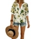 thumbnail image 2 of Tejiojio Women's V-Neck Loose Fit Solid Color Blouse Short Sleeve Button-Down Casual S-2XL, 2 of 9
