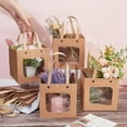 thumbnail image 3 of 12 pcs Peru Craft Paper Bags 15x15cm Carrier Paper Gift Bags With Handles Party Favor Kraft Paper bag with Clear Square Window for Candy Cookies Packaging Wedding Party Store Retail 12pcs, 3 of 7