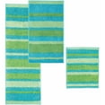 InterDesign Microfiber Stripes Bathroom Shower Rug, 21"x 17"