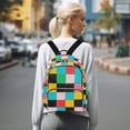 thumbnail image 7 of FORMRS Mini Backpack Purse for Women Travel Daypack Casual Shoulder Bag, Blue Checkered Pattern, 7 of 7