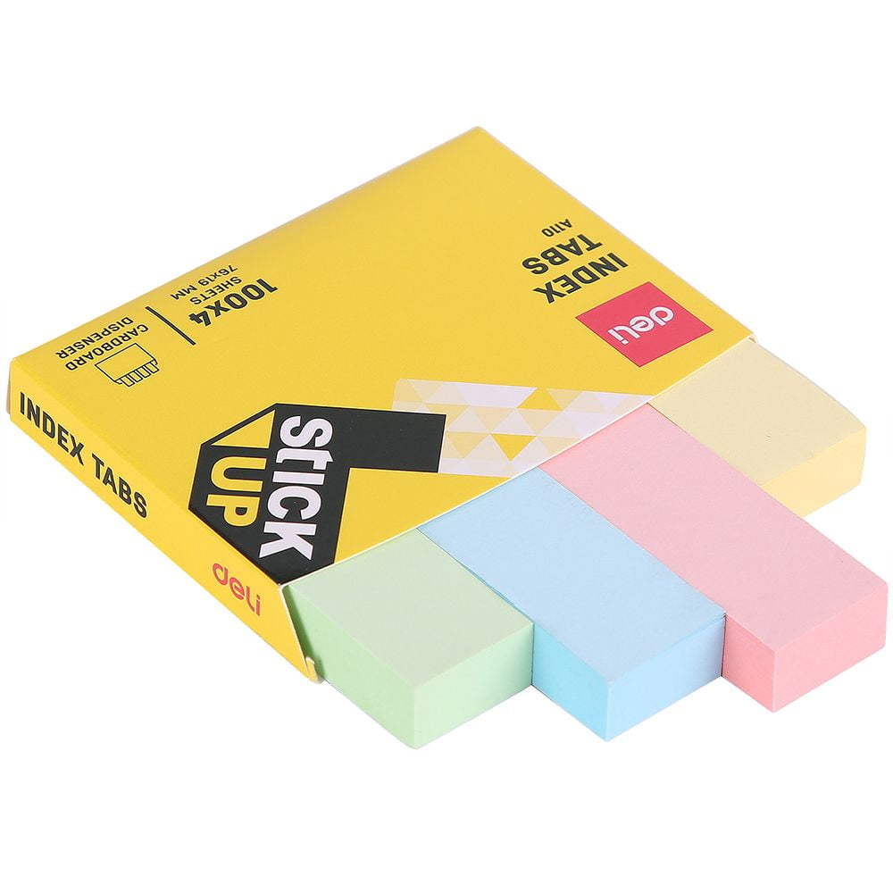 DELI Sticky Notes, 4×100 Sheets/Pad, Assorted Color, Paper Index Tabs