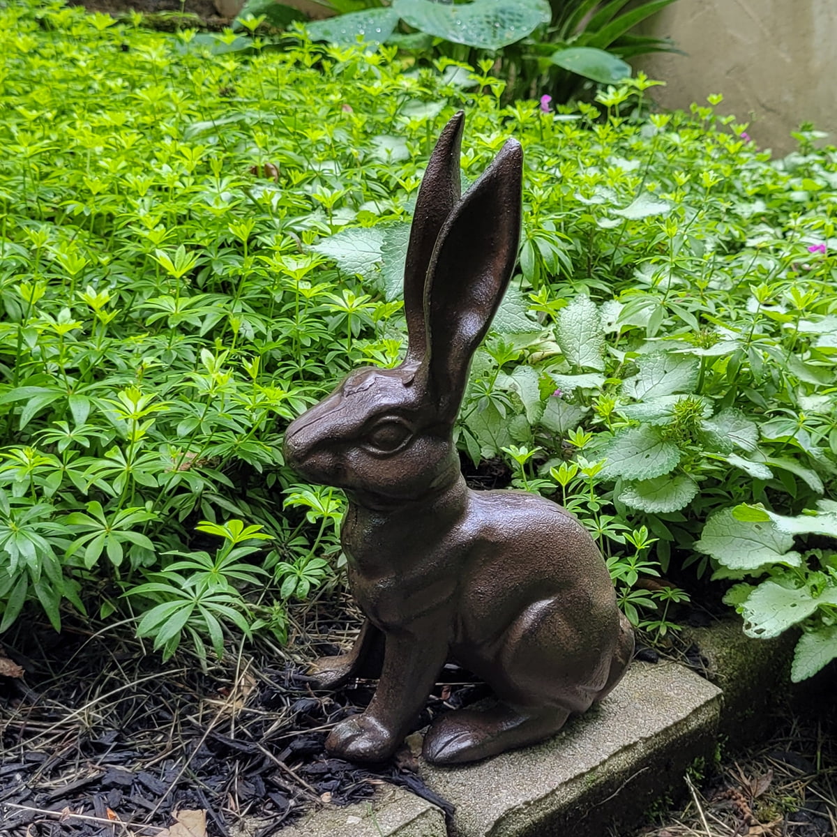 Metal Rabbit Door Stop Stopper Cast Iron Outdoor Patio Yard Art Garden Statue Rustic Home Decor