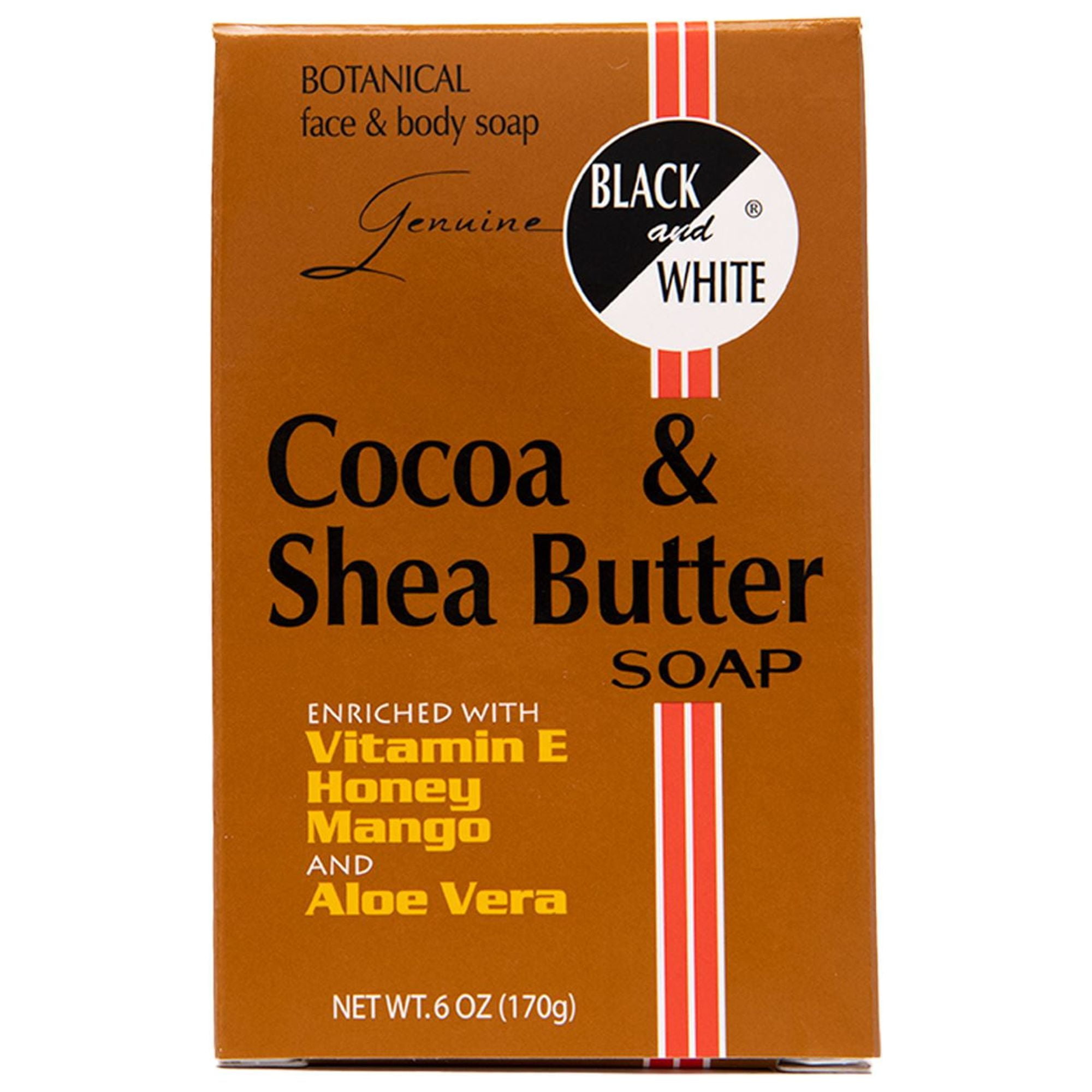 Genuine Black & White Cocoa and Shea Butter Soap, 6 oz., for Dry and Sensitive Skin