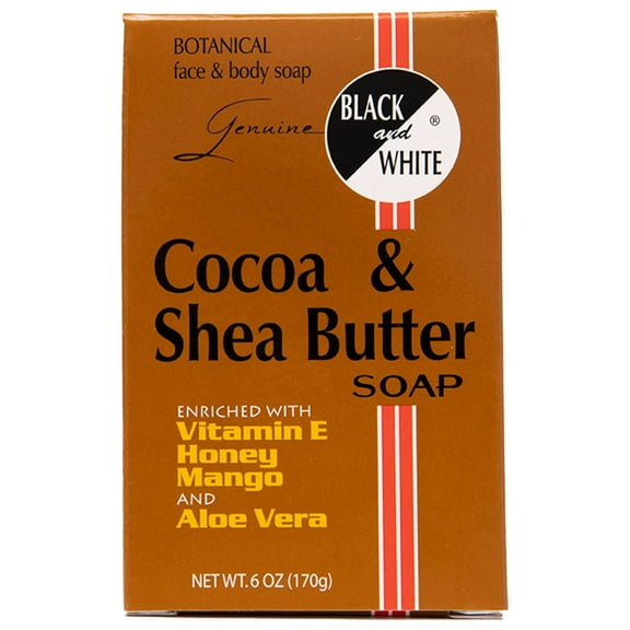Genuine Black & White Cocoa and Shea Butter Soap, 6 oz., for Dry and Sensitive Skin