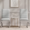 thumbnail image 7 of Ciphrias Light Gray Dining Chairs Set of 2 PU Leather Padded Iron Legs for Dining Room, 7 of 7