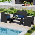 thumbnail image 4 of Costway 8 PCS Patio Conversation Set with Seat Cushions & Tempered Glass Tabletop, Porch Navy+Black, 4 of 10