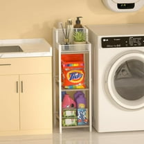 Metal Shelving Unit, Hair Tool Organizer, Removable Dividers, 3-Tier Free-Standing Floor Storage Shelves, Narrow, Ideal for Bathroom, Laundry