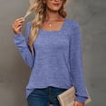 thumbnail image 2 of FAIWAD Women's Long Sleeve Tunic Tops Square Neck Loose Basic Tops Solid Color Comfy Pullover Tops, 2 of 5