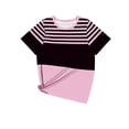 thumbnail image 6 of Lorytime Black and White Striped Shirt Women Short Sleeve Shirts Crew Neck Casual Trendy Tee Loose Basic Clothes 2XL, 6 of 6