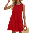 thumbnail image 3 of Vestido de verano OFEEFAN 2025, plisado, holgado, de primavera, rojo para mujer, 3 of 5