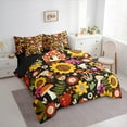 thumbnail image 3 of Castle Fairy Groovy Flower 7pcs Bedding Comforter Set,Cute Mushroom Queen Bedding Sets Super Cozy,Botanical Plants Queen Sheet Sets,Microfiber Floral Bedroom Decor,Reversible, 3 of 8