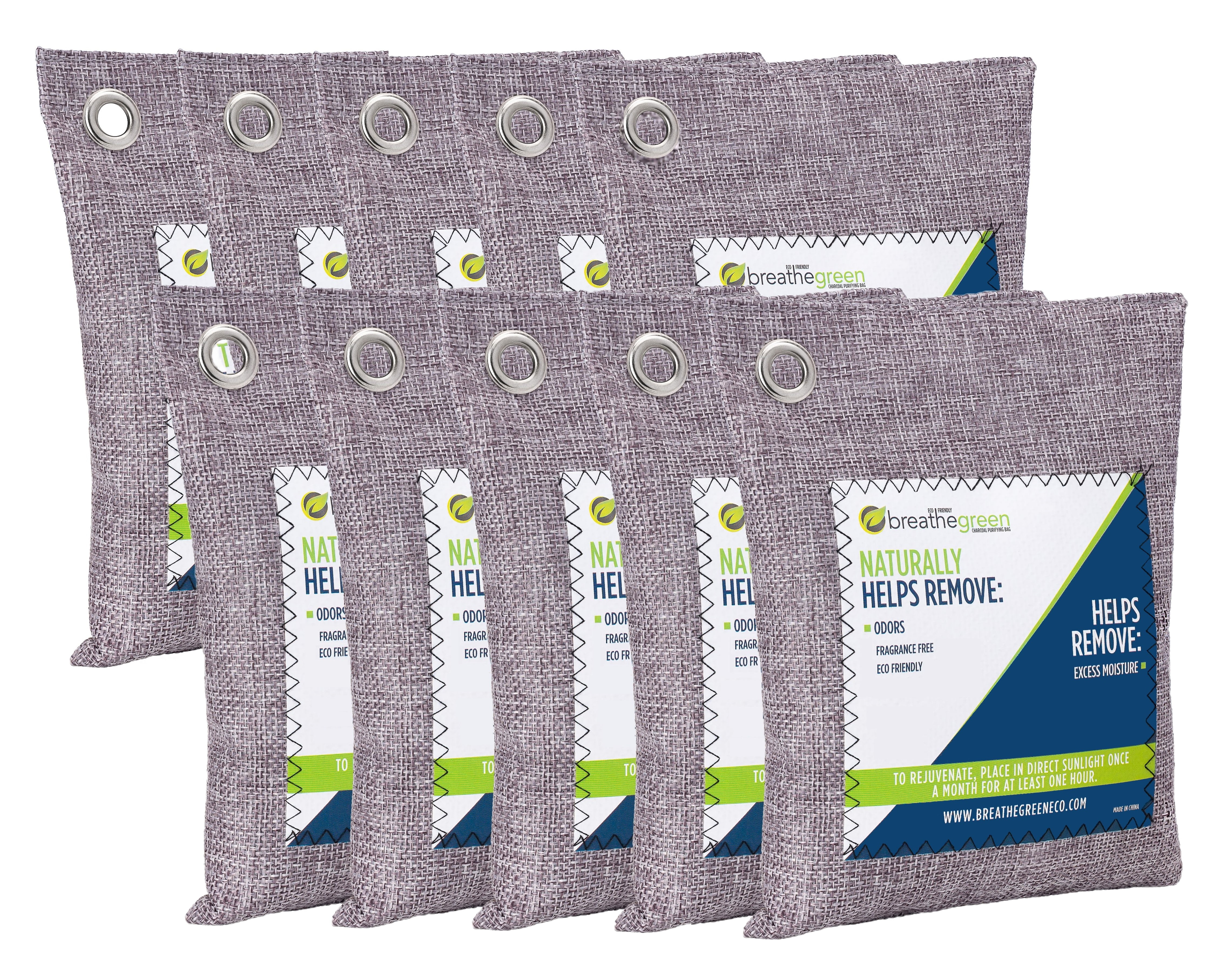 Breathe Green Charcoal Odor Eliminator Bags (10Pack) Activated