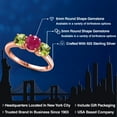 thumbnail image 2 of Gem Stone King 18K Rose Gold Plated Silver Red Ruby and Green Peridot Engagement Ring for Women | 2.10 Cttw | Round 6MM | Gemstone July Birthstone | Size 8, 2 of 6