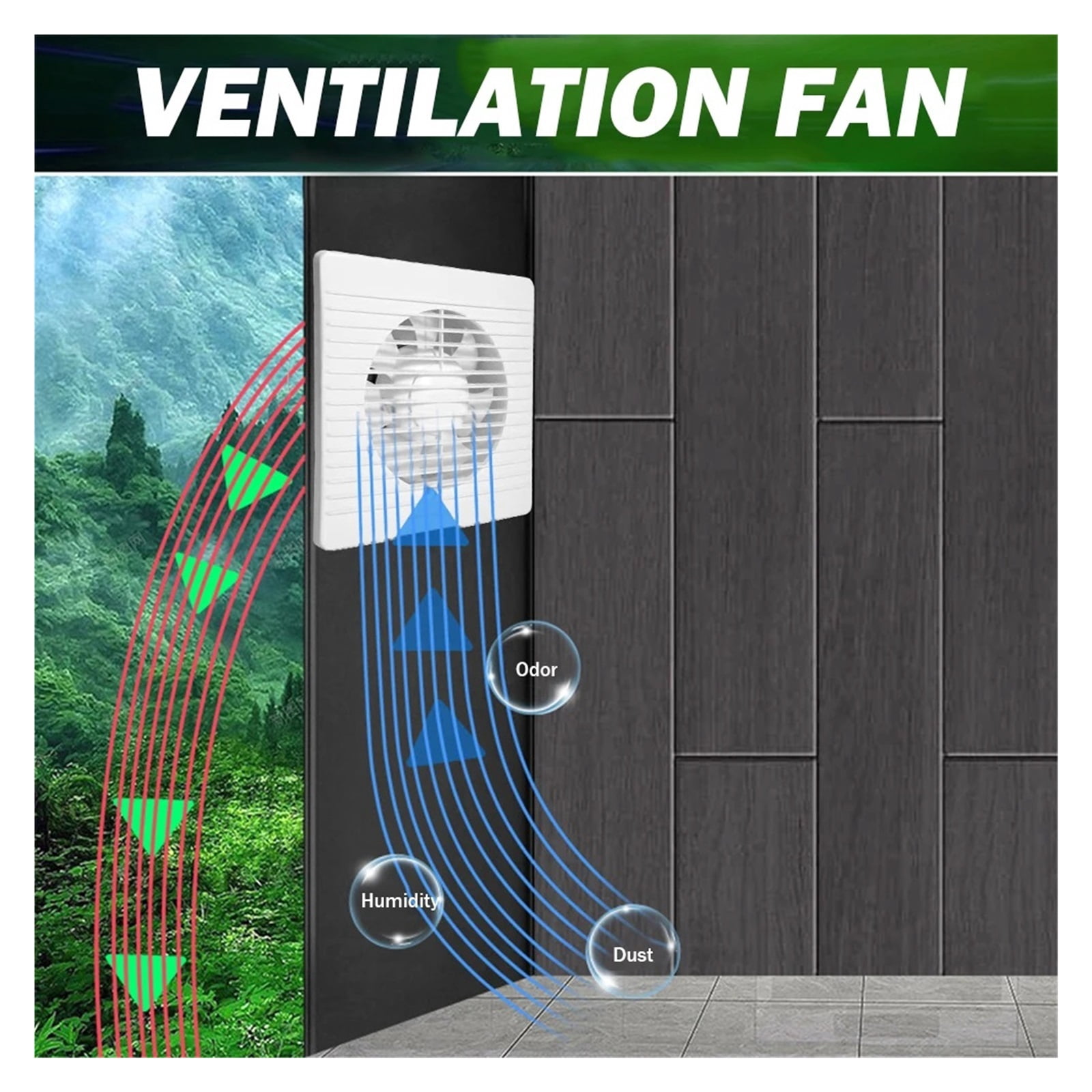 4"6"8" Exhaust Fan Energy-saving Wall Mounted Vent Fan Anti-Mosquito Design Ventilator Extractor Fan For Bathroom Kitchen Toilet ,Energy-Efficient