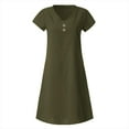 thumbnail image 6 of ClodeEU Women's Summer Dress， V-Neck Short Sleeve Solid Color Short Sleeved Dress Army Green,Womens Plus XXL, 6 of 7