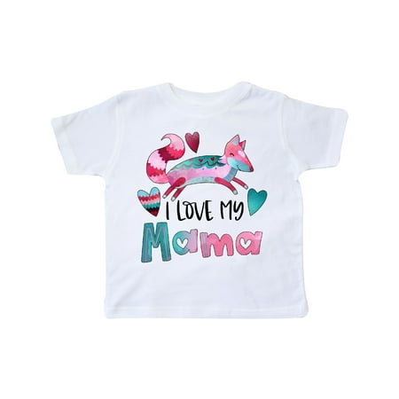 

Inktastic I Love My Mama Pink and Blue Fox with Hearts Gift Toddler Boy or Toddler Girl T-Shirt