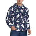 thumbnail image 2 of Naloa Rabbit And Flower Men's Casual Hooded Collar Drawstring Hoodies Pullover Sweatshirts Casual Long Sleeve Shirts-Small, 2 of 7