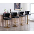 thumbnail image 5 of Guyou Swivel Bar Stool Set of 2, Modern Upholstered PU Adjustable Height Counter Barstools with Open Back and Metal Base for Kitchen Island Restaurant Home Bar, Black, 5 of 14