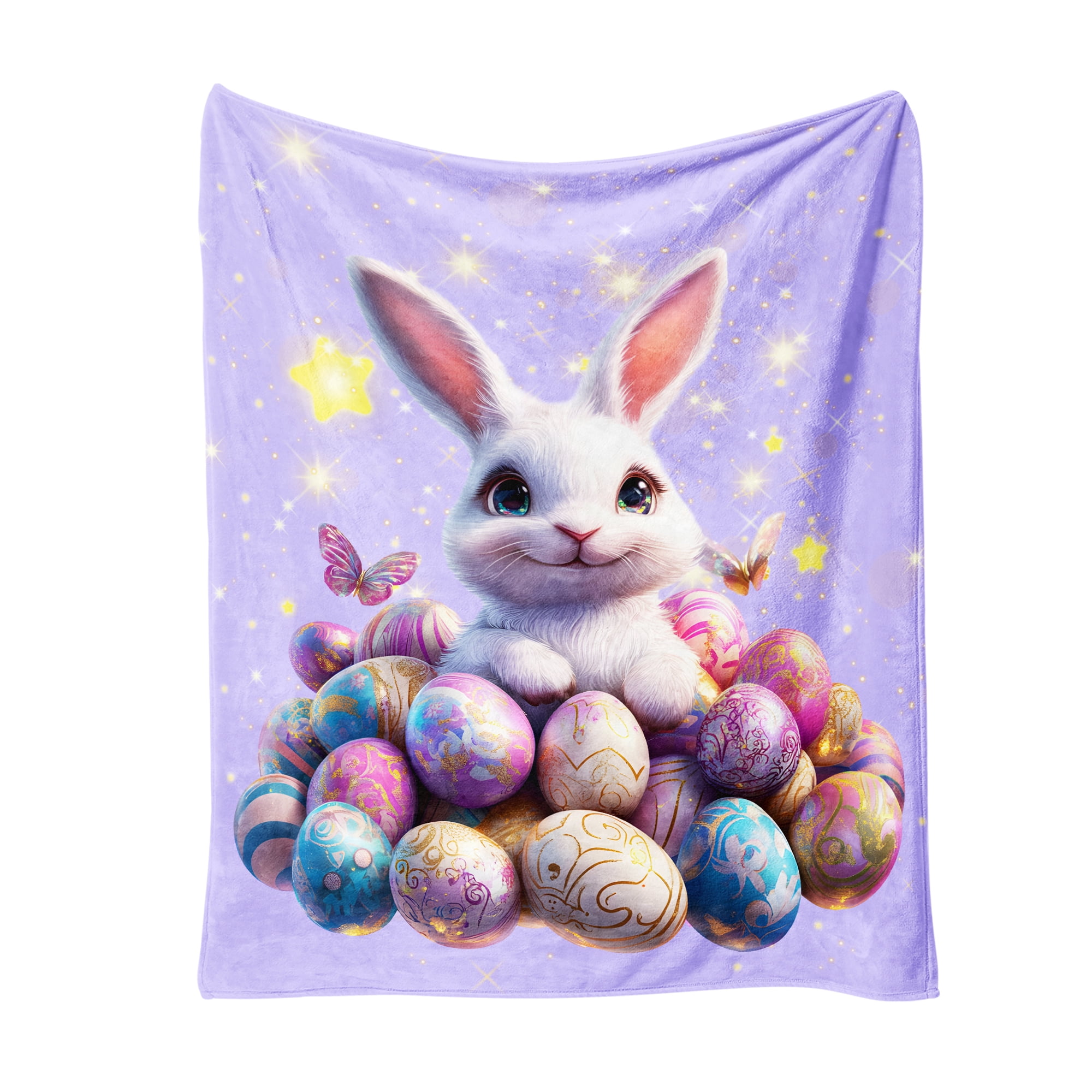 Easter Throw Blanket, Warm Fleece Flannel Bed Blanket, Lightweight Easter Blanket for Sofa Bed Couch 60"x80"